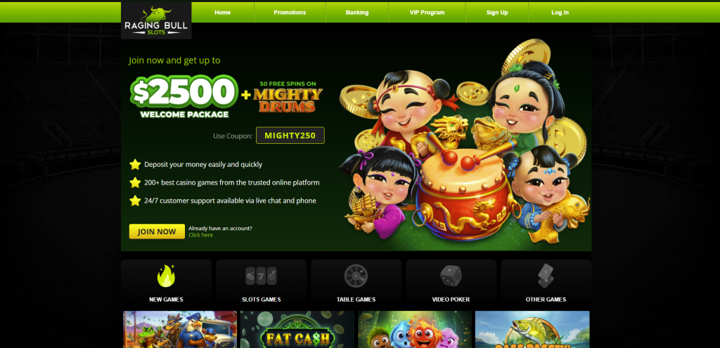 Raging Bull Slots - top casino site for low wagering